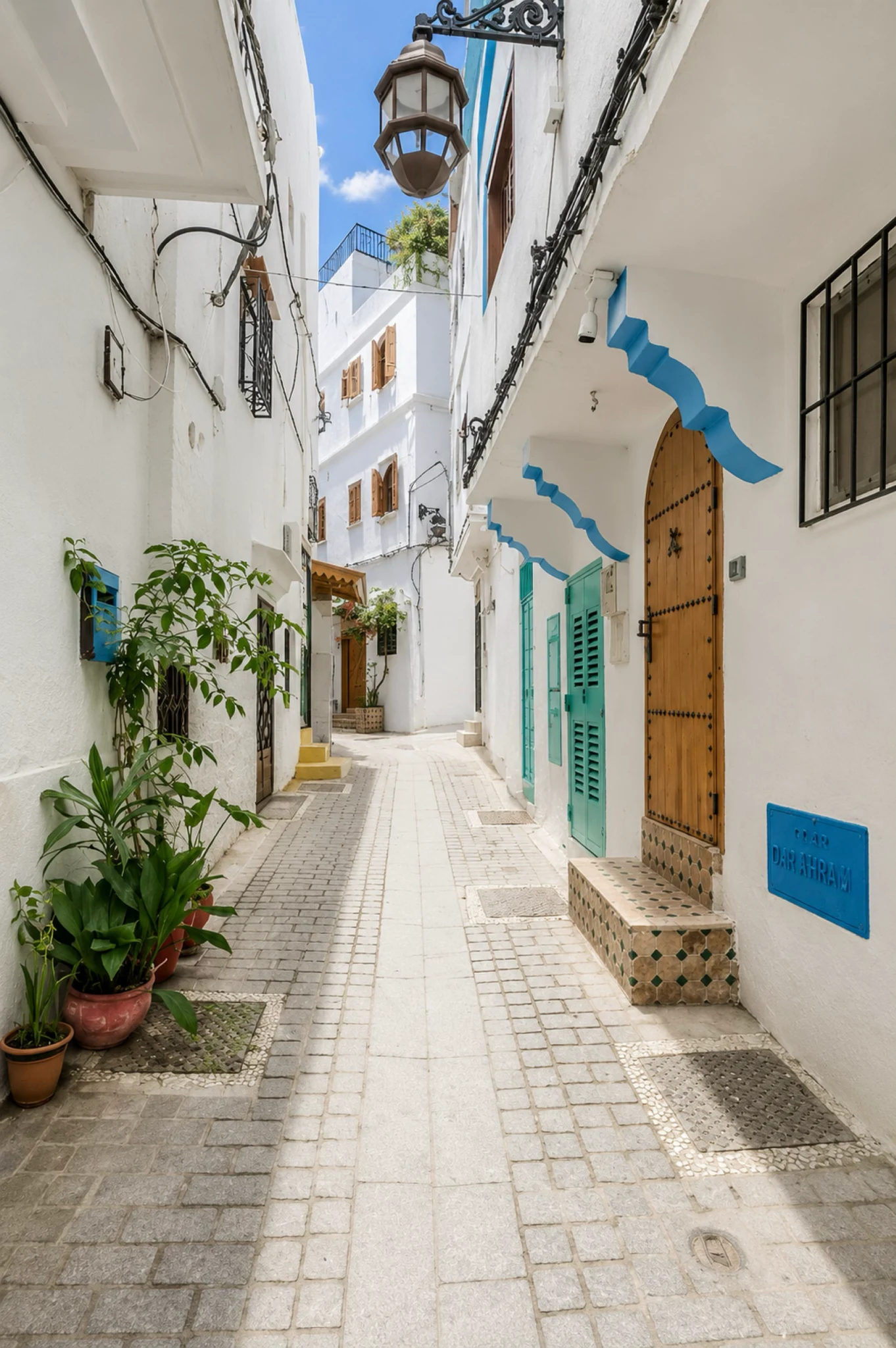Quiet whitewashed lane in Tangier Medina
