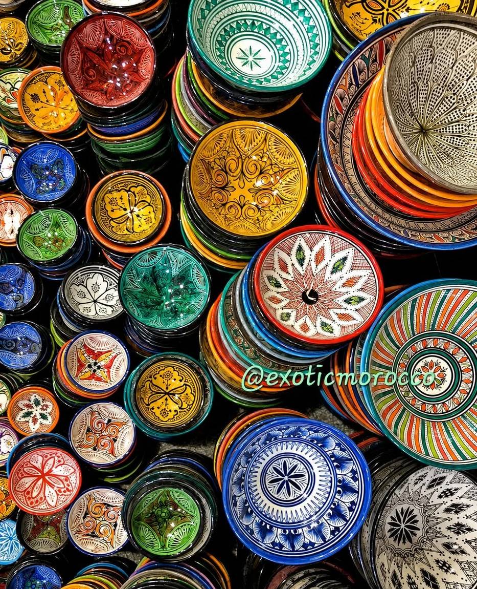Moroccan ceramic plates and bowls