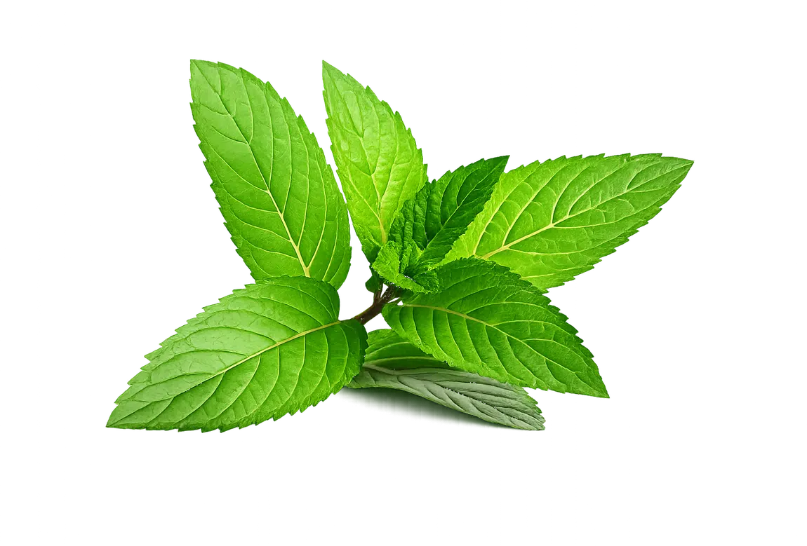 Real spearmint leaves decorative accent