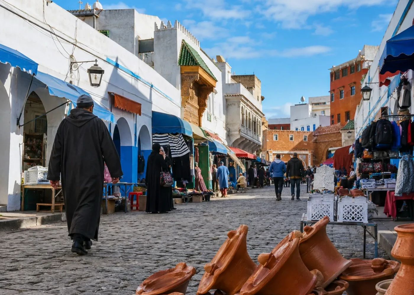 Market life in Larache, another Atlantic urban setting.