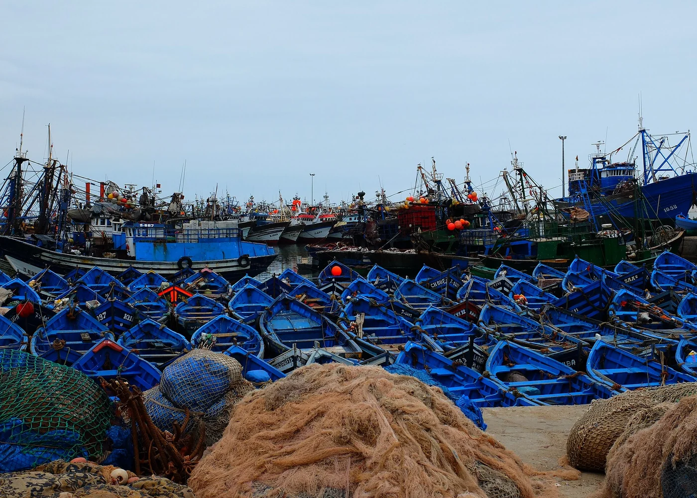 The working fishing harbour of Essaouira.