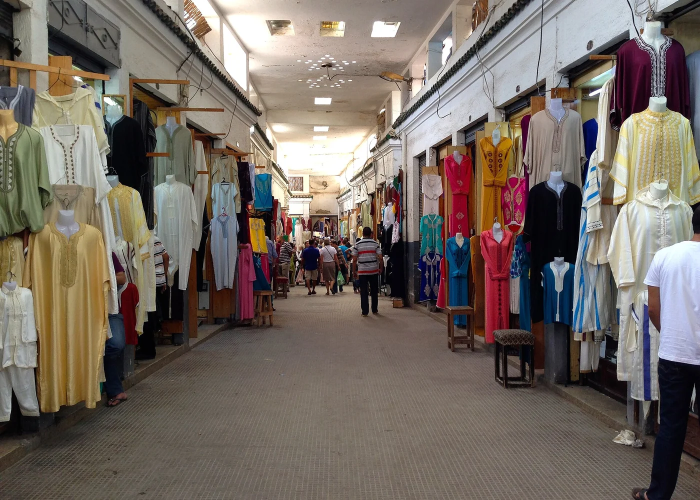 A clothing market in the medina of Fez, photographed in 2014.
