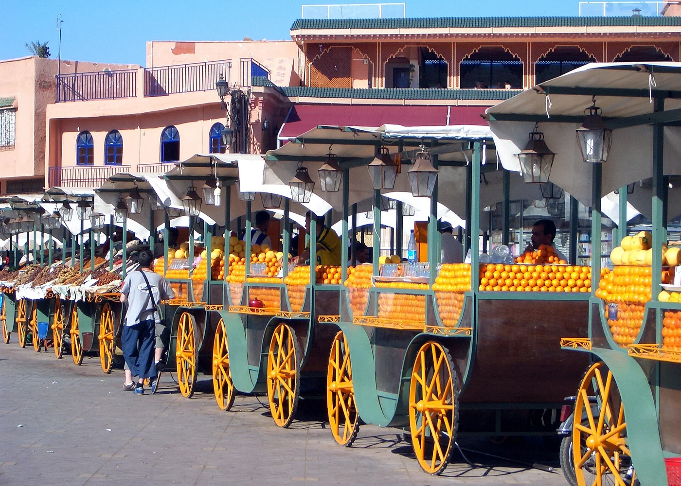 Orange stalls in Marrakech.