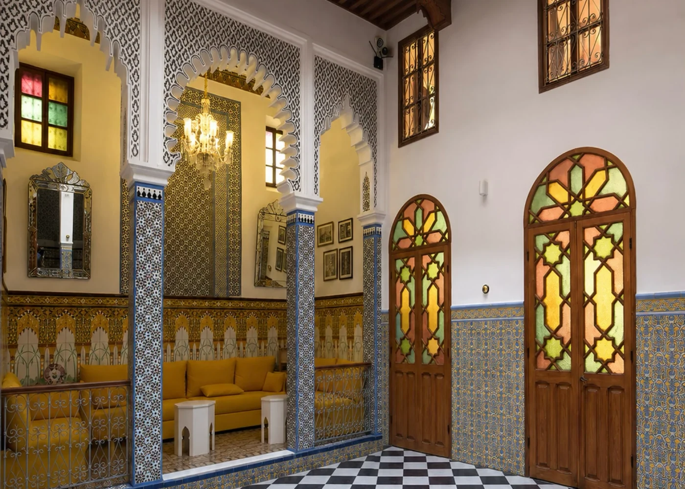 Interior space and decorative detail in Tétouan.