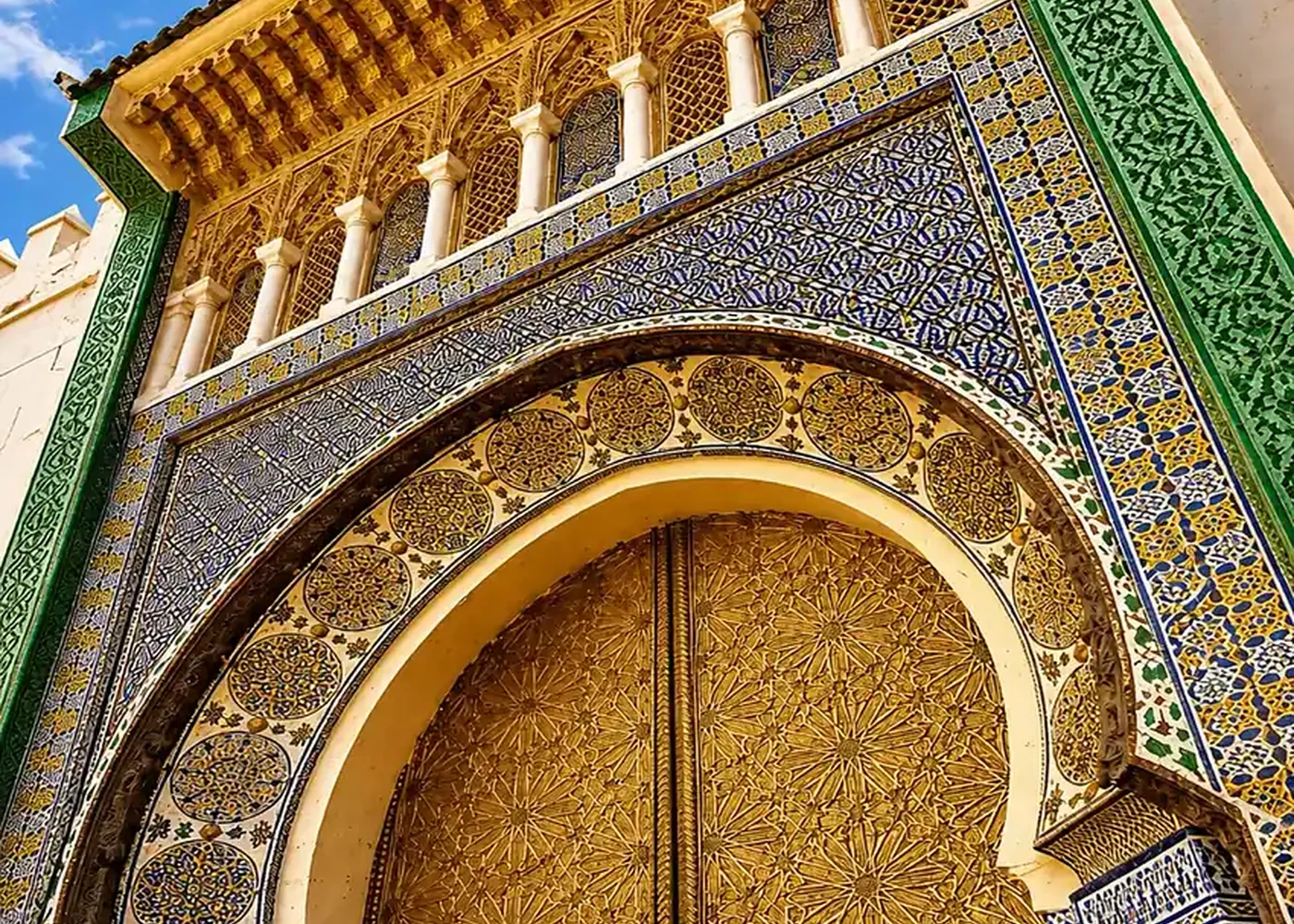 A decorated palace gateway in Fez.