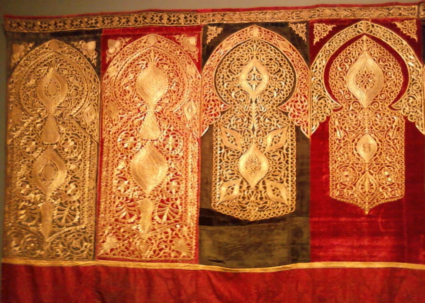 A 19th-century ceremonial hanging (haiti) of silk velvet from Fez.