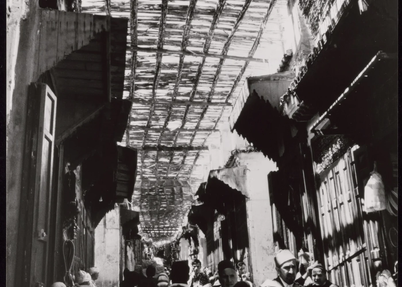 Historic photograph of a Fez street, from the UNESCO photographic collection.