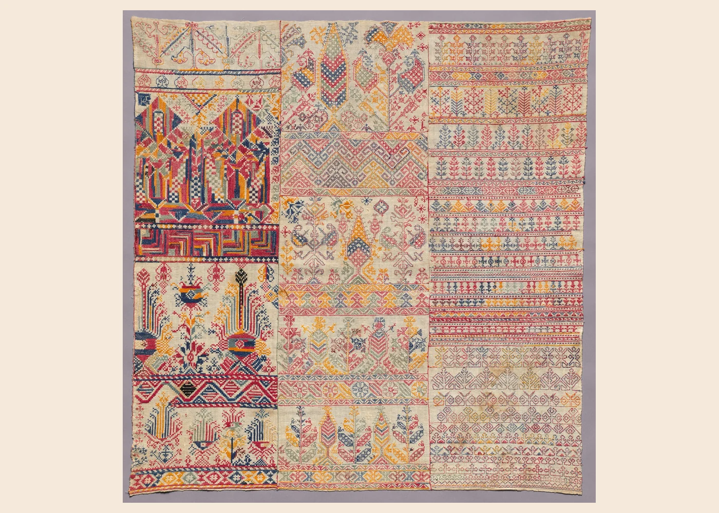 An embroidery sampler attributed to Salé, in the Cleveland Museum of Art collection.