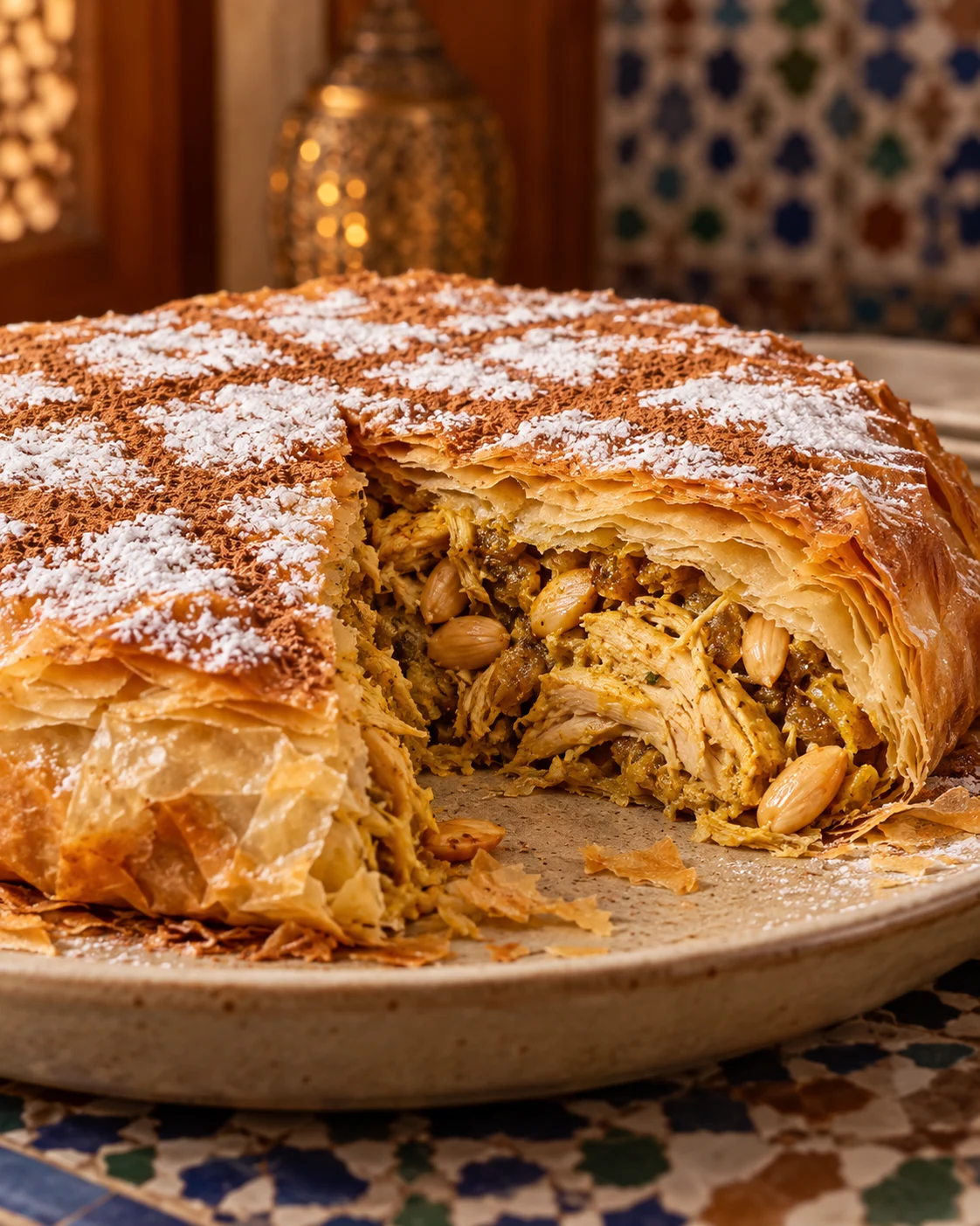Chicken & almond pastilla