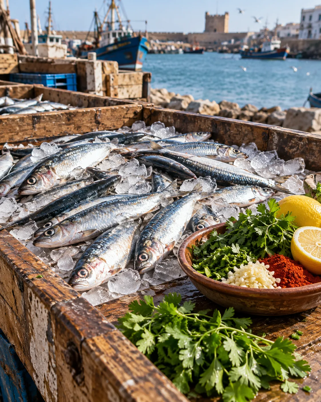 Fresh fish offered at a coastal market