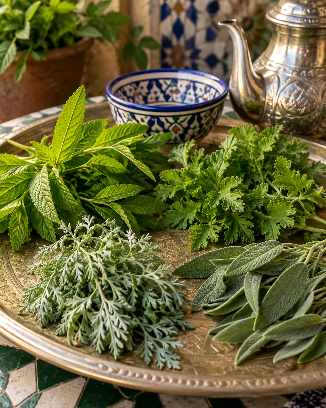 Editorial botanical study representing seasonal tea aromatics