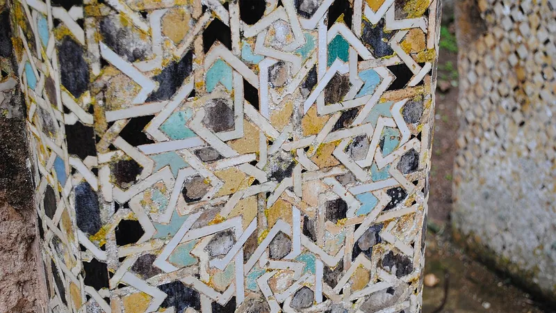 Surviving Marinid zellige at the mosque in Chellah, Rabat.