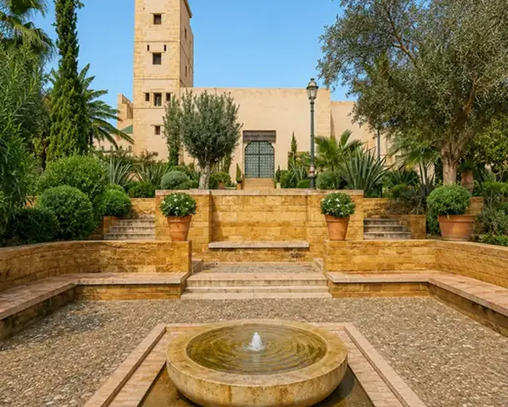 Rabat garden and water architecture · city context, not a shortlist property.