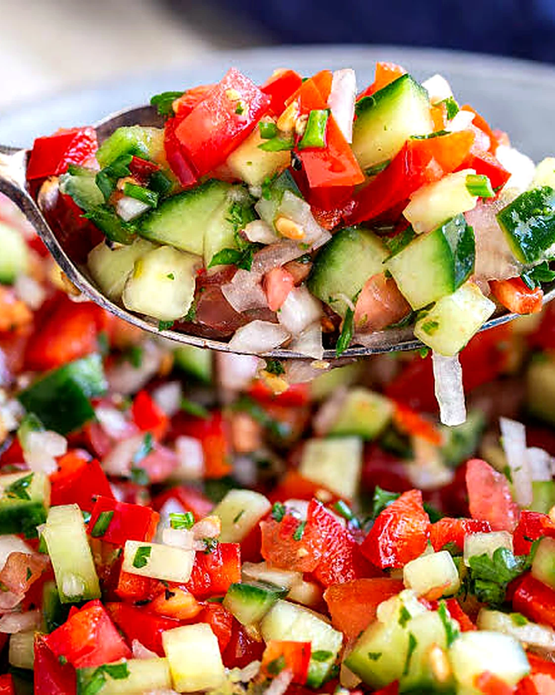 Finely diced Moroccan tomato and cucumber salad