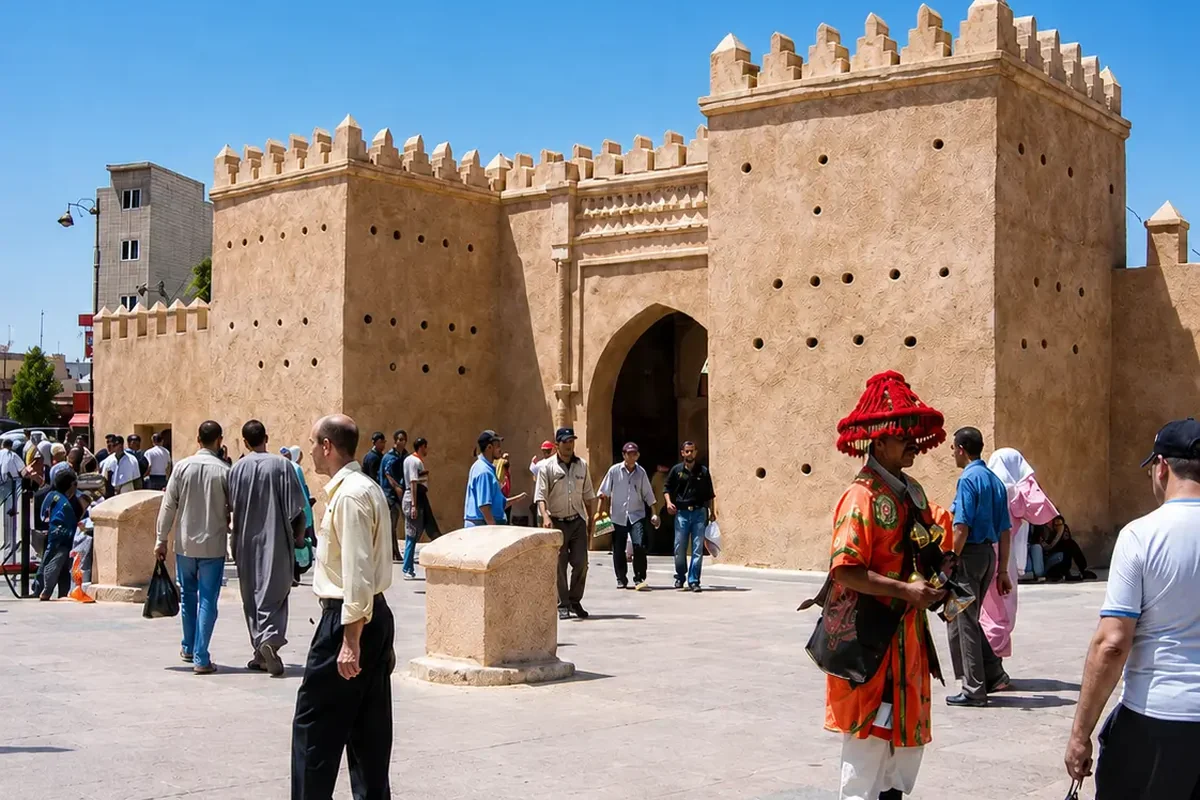 Oujda city gate and public square, the nearest major city context for Saïdia Beach