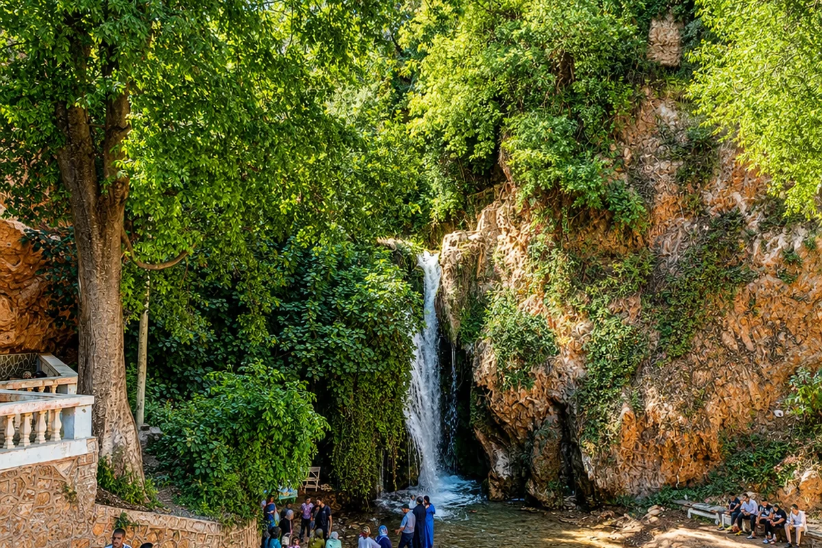 Green water and garden-edge atmosphere connected to Sefrou’s Oued Aggai identity