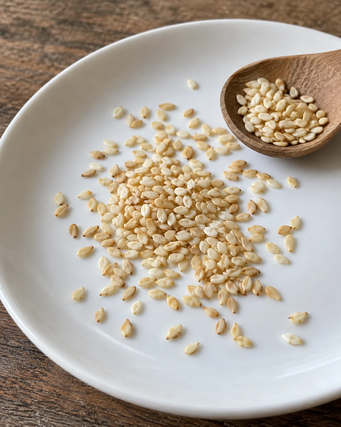 Small flat sesame seeds ready for toasting