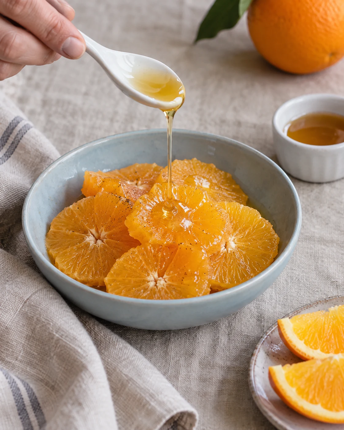 A little honey drizzled over orange slices