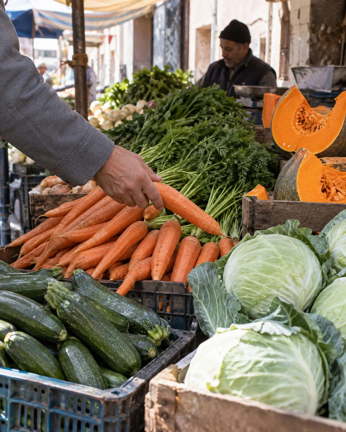 Vegetables selected for a shared meal