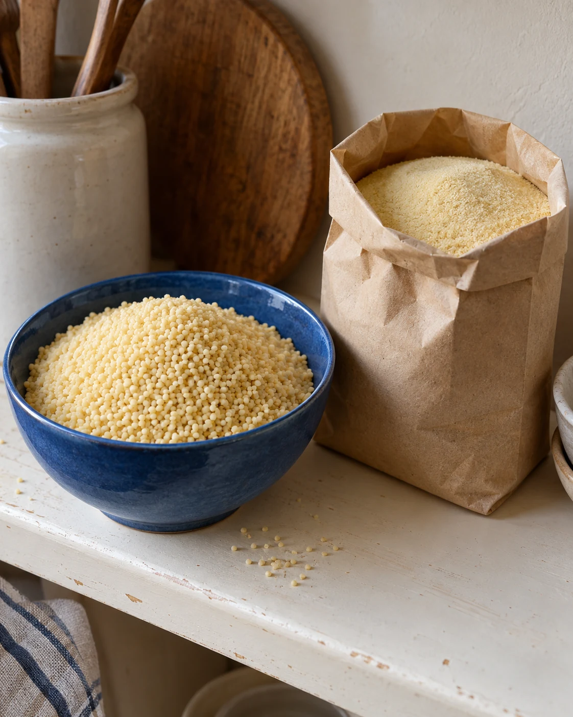 Dry semolina couscous grains