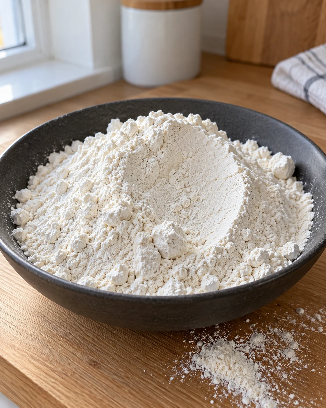 Fine wheat flour in a bowl