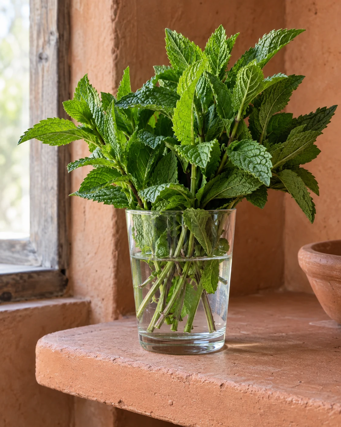 Fresh spearmint in a glass of water