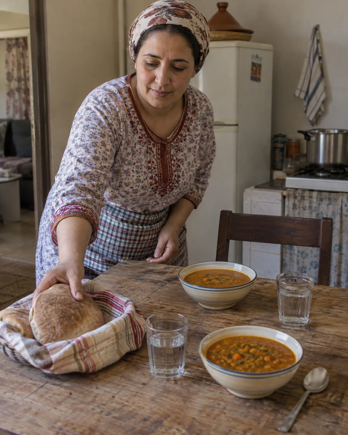 Bread brought to a simple soup supper