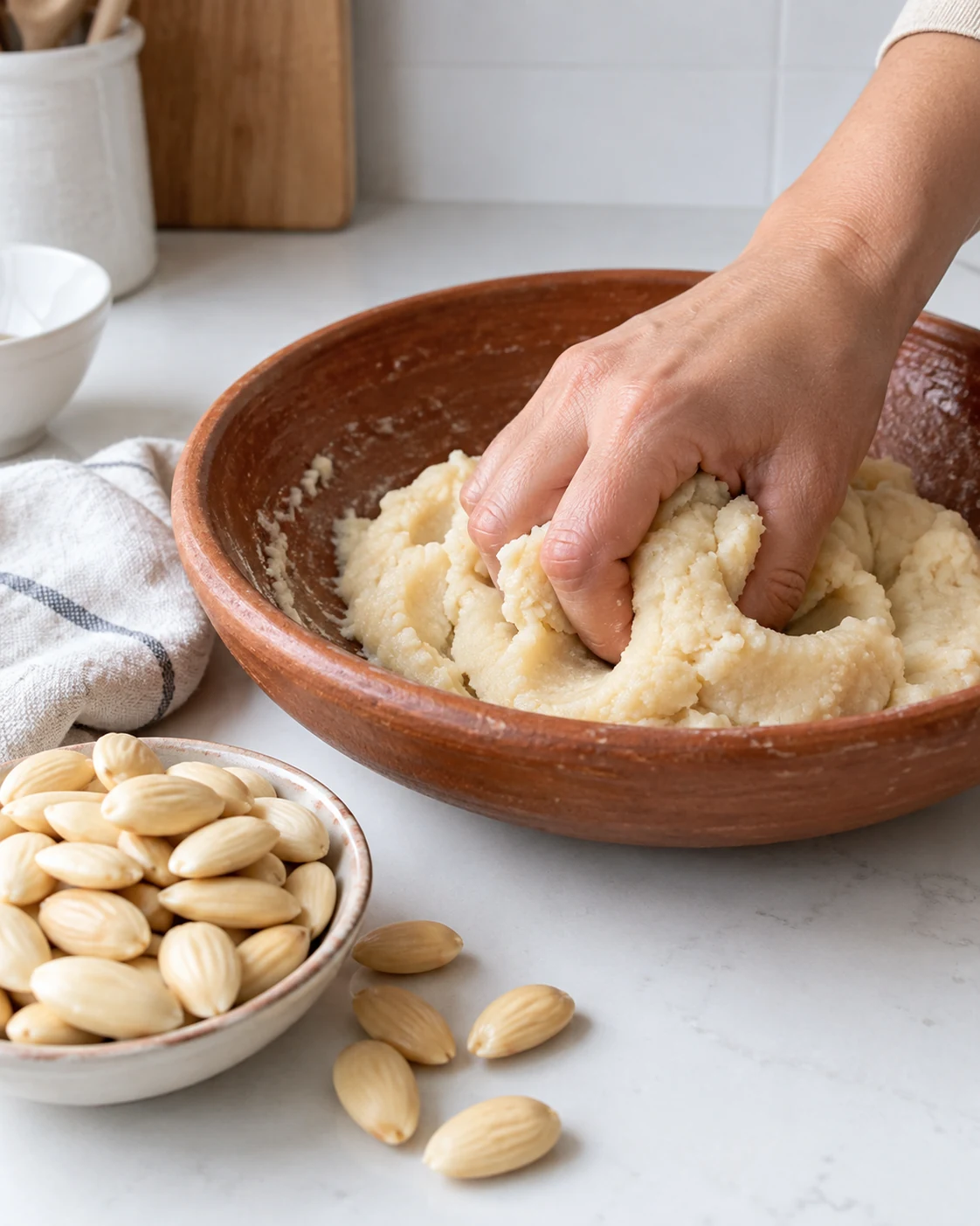 Blanched almonds and almond paste