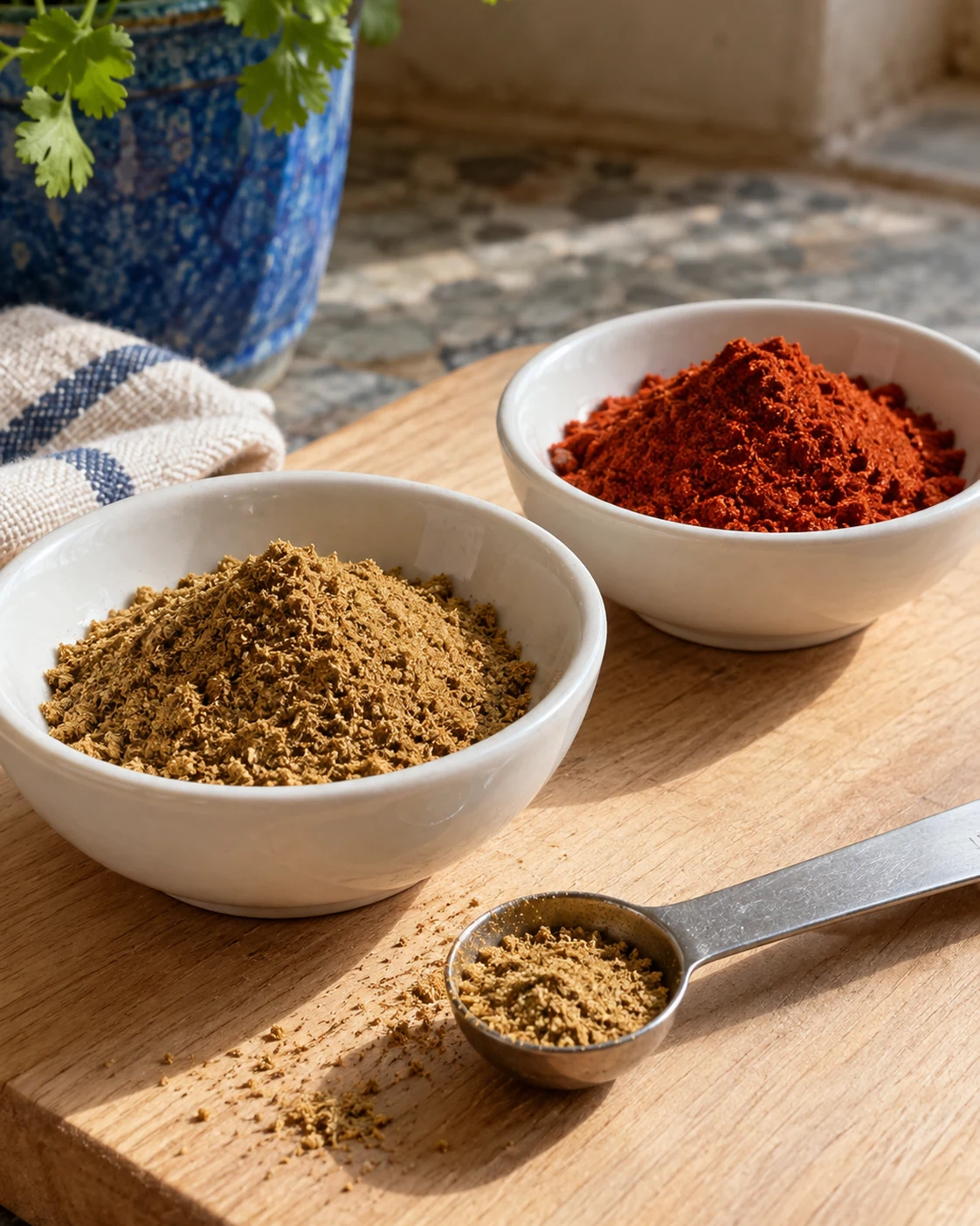 Ground cumin and paprika