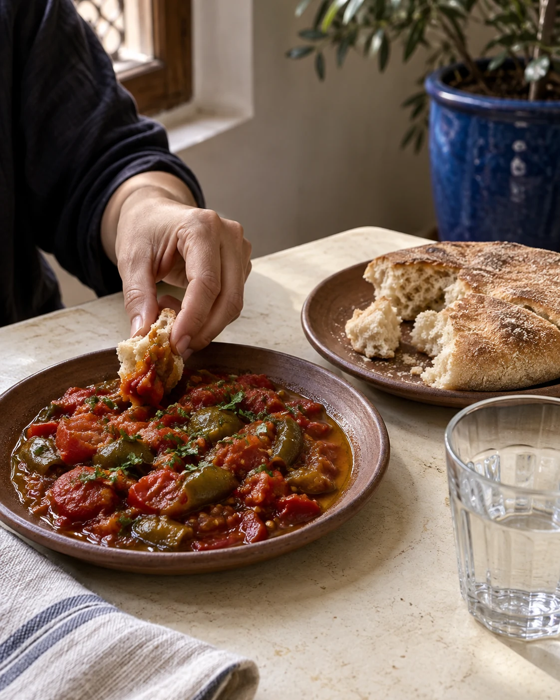 Taktouka served with bread