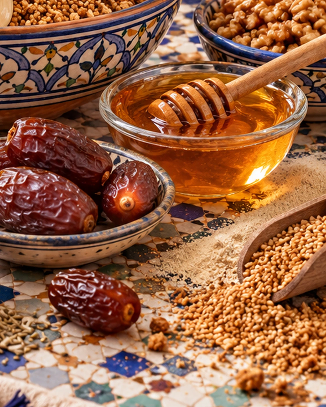 Honey used as one sweetening and binding choice for Sellou