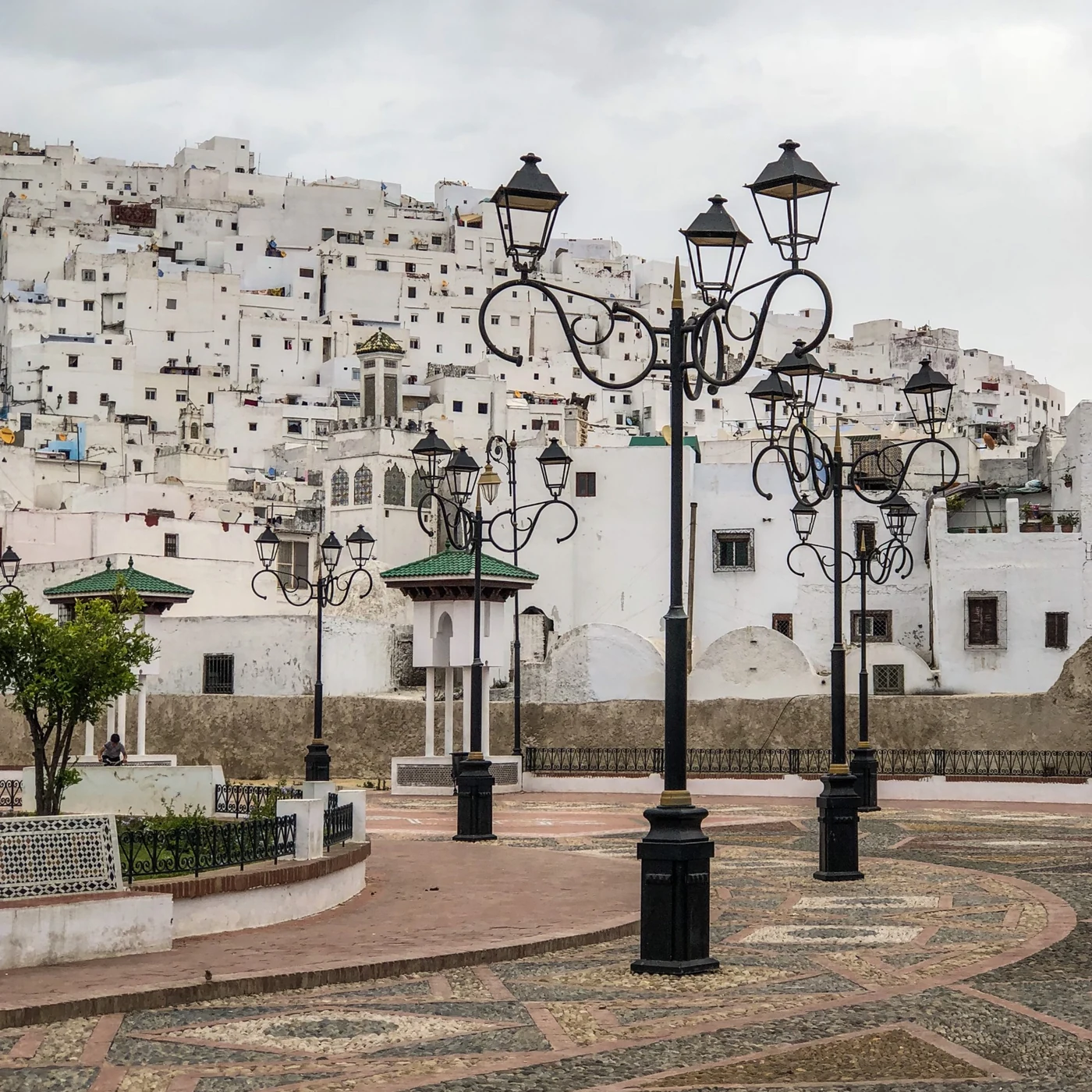 White hillside buildings seen from Feddan Park in Tétouan.