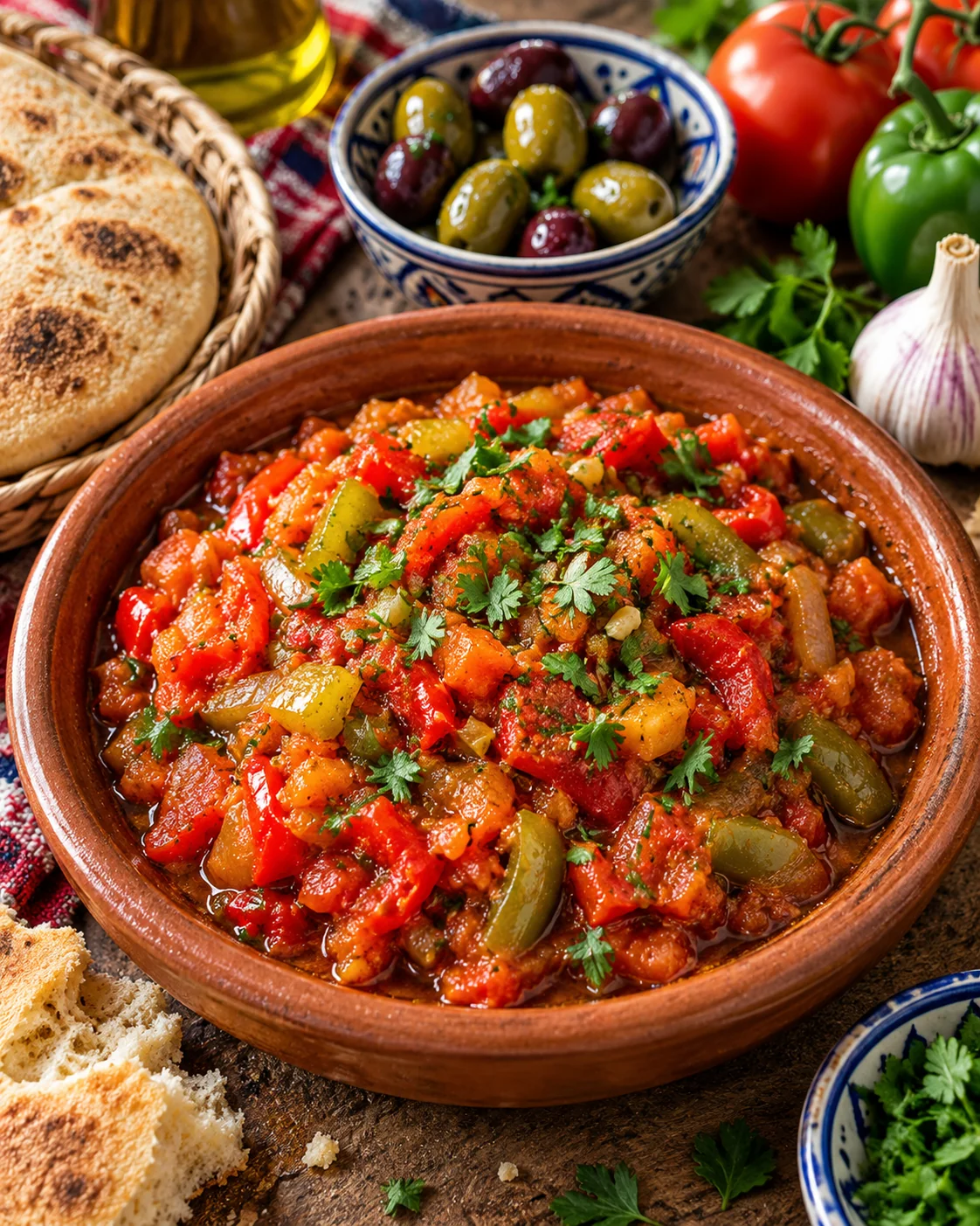 Cooked peppers and tomatoes