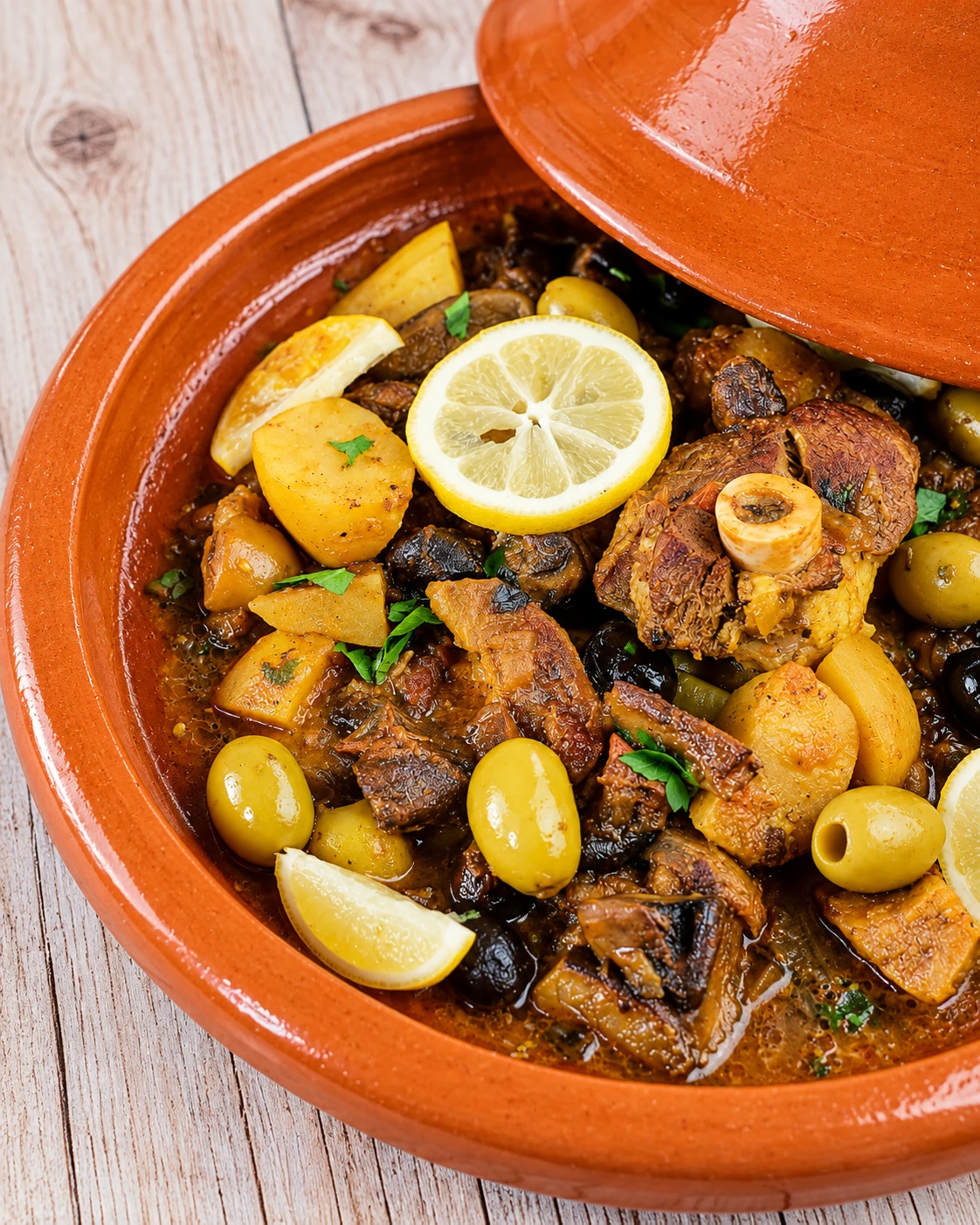 Meat, potatoes & olives