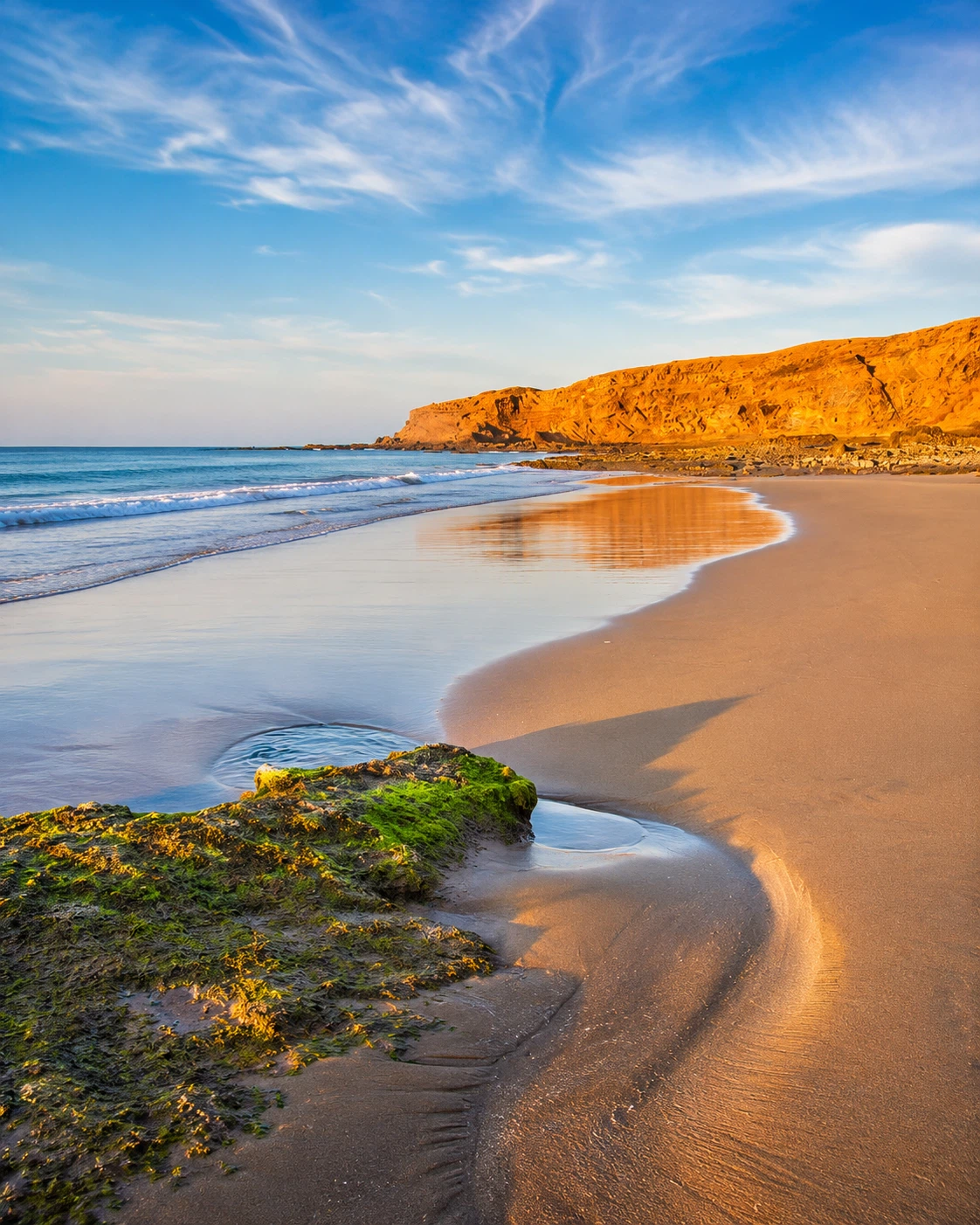 Atlantic beach and ochre cliffs on the Souss-Massa coast