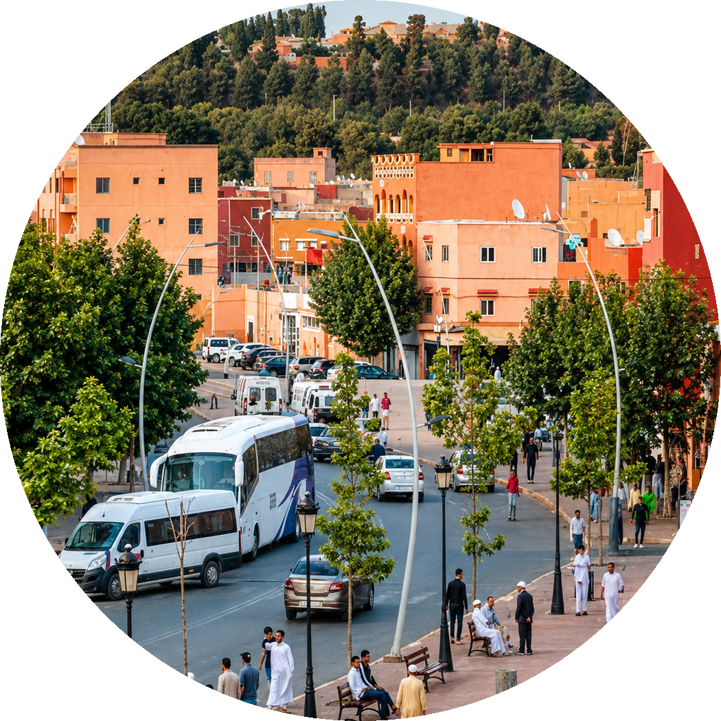 Azilal town centre and hillside orientation