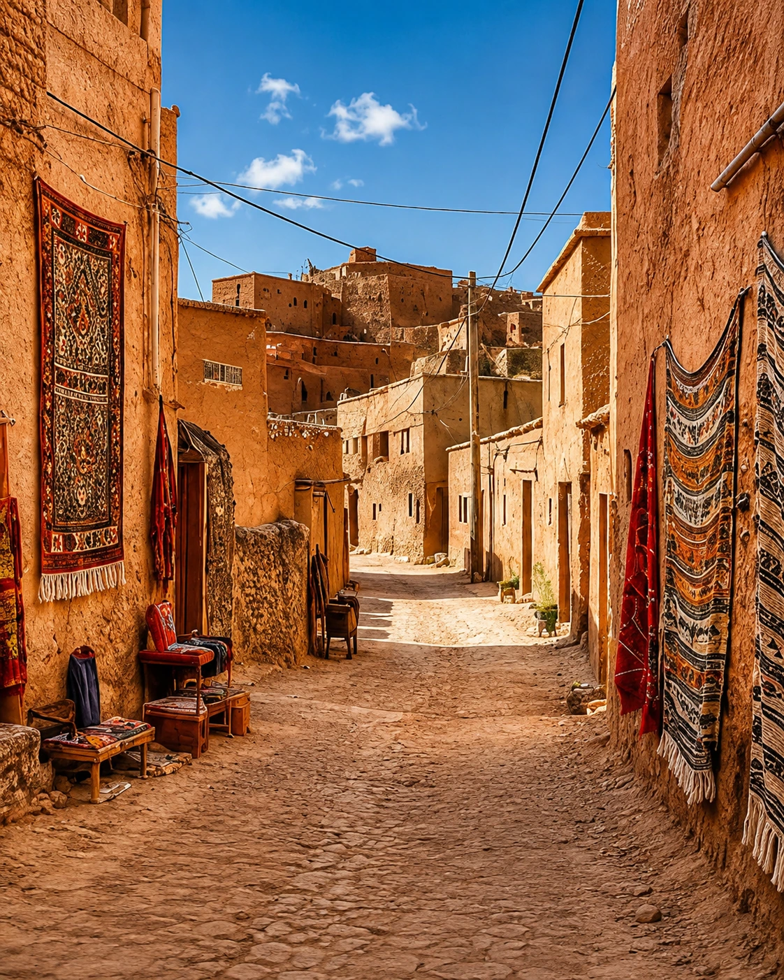 Red earth village passage in Azilal province