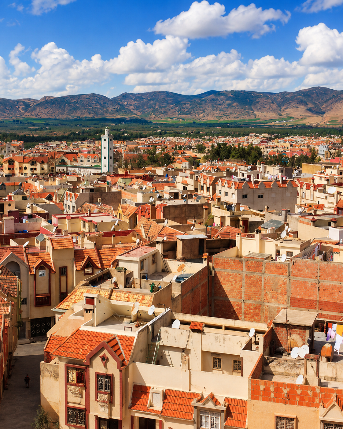 Azrou rooftops and mountain backdrop