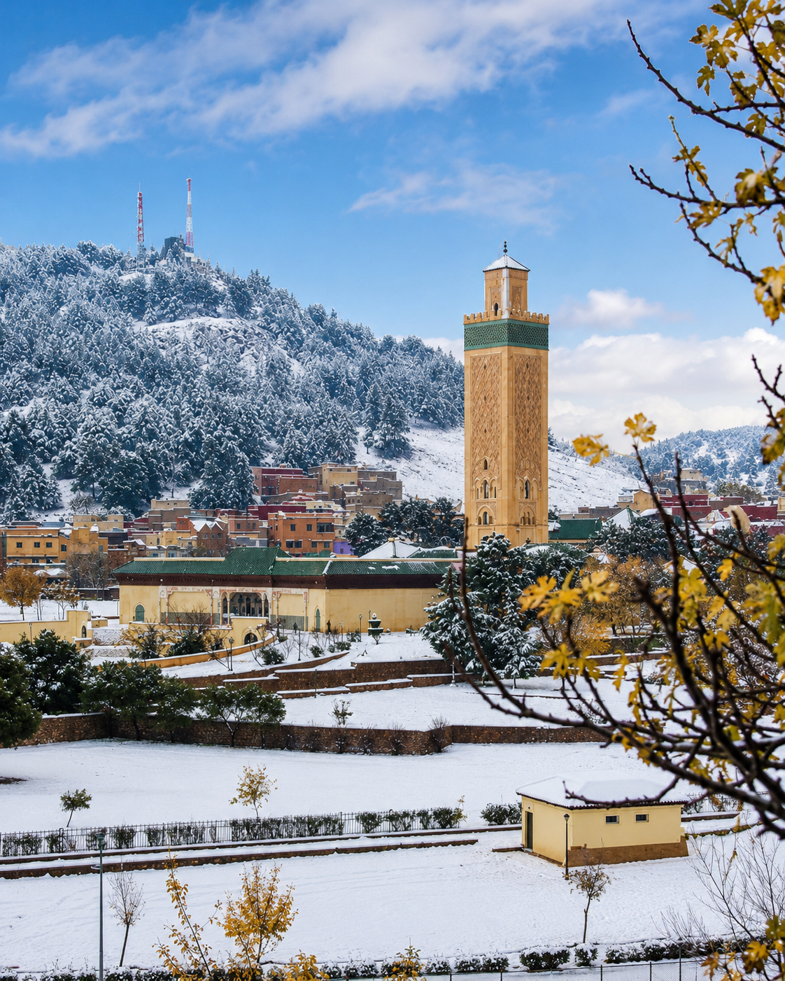 Snowy highland weather around Azrou and the Middle Atlas