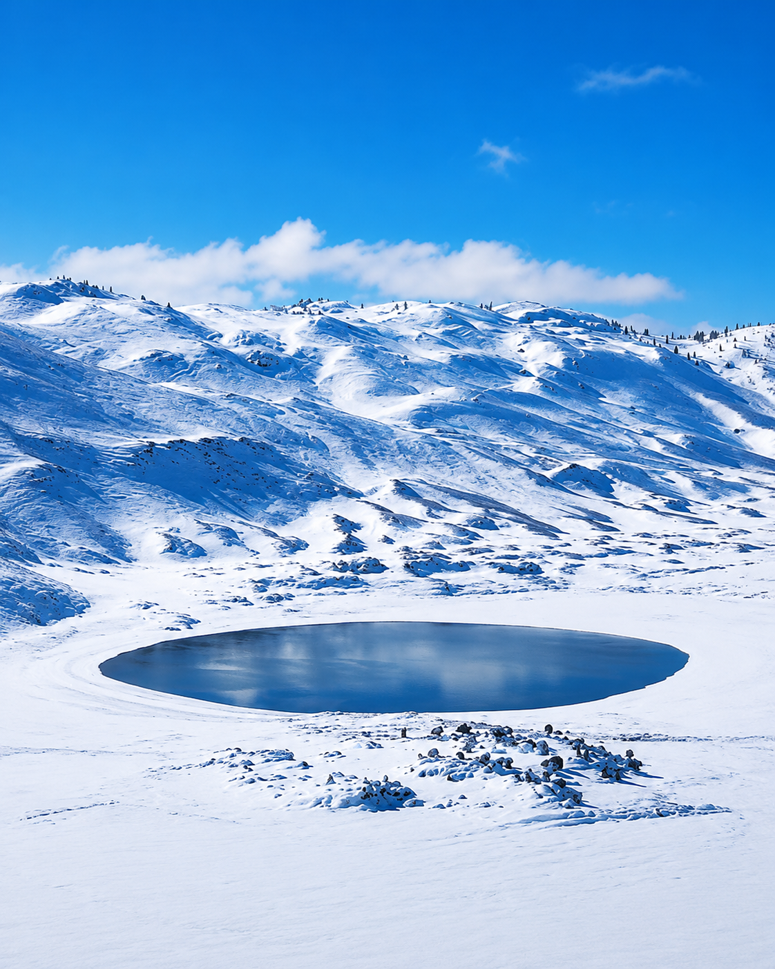 Snow-covered Middle Atlas landscape near Azrou and Ifrane