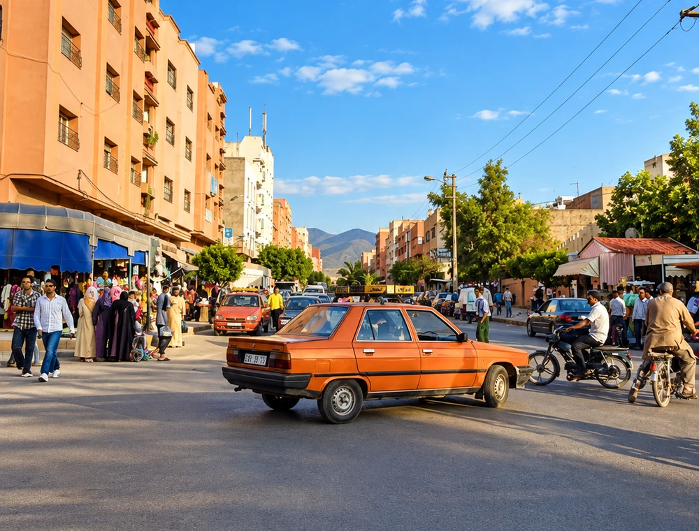 Street market and everyday movement in Berkane