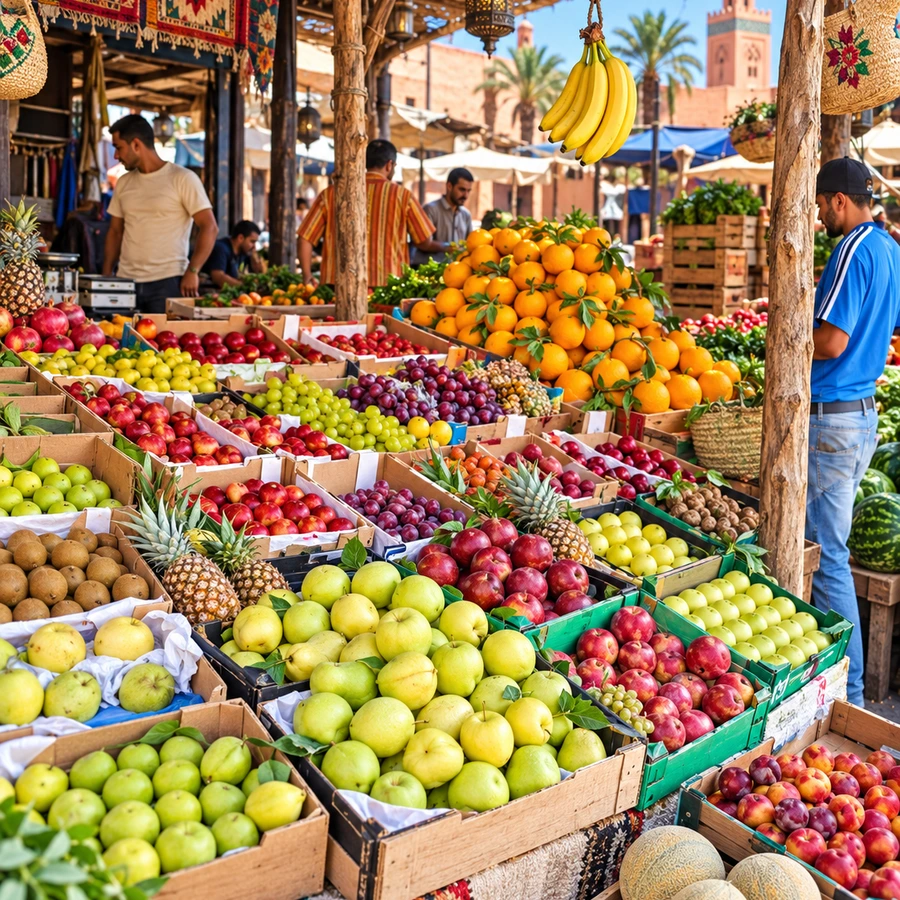 Berkane produce market with fruit and vegetables