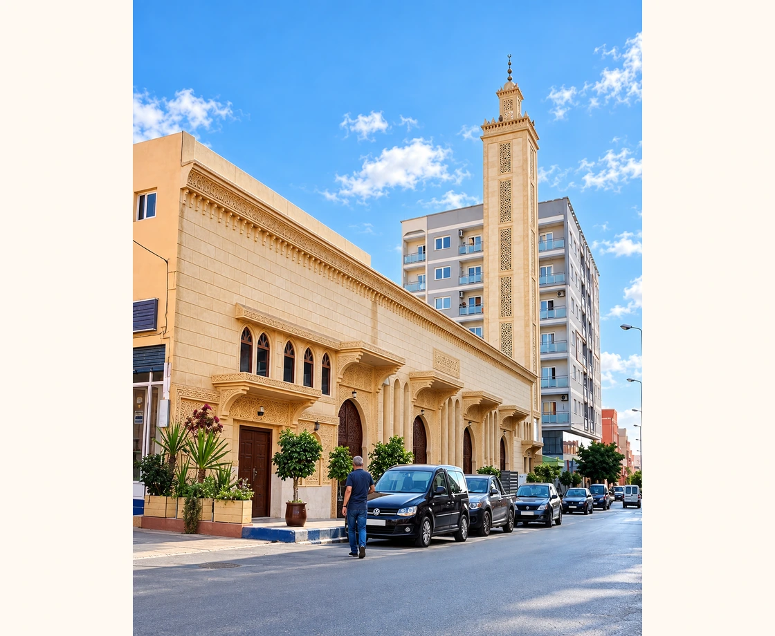 Mosque and street life in Berkane