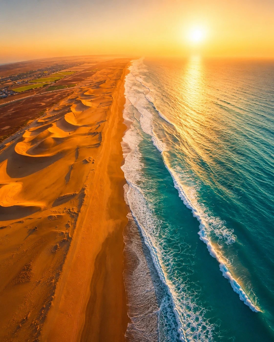 Illustrative Dakhla lagoon geography with sandbar and birds