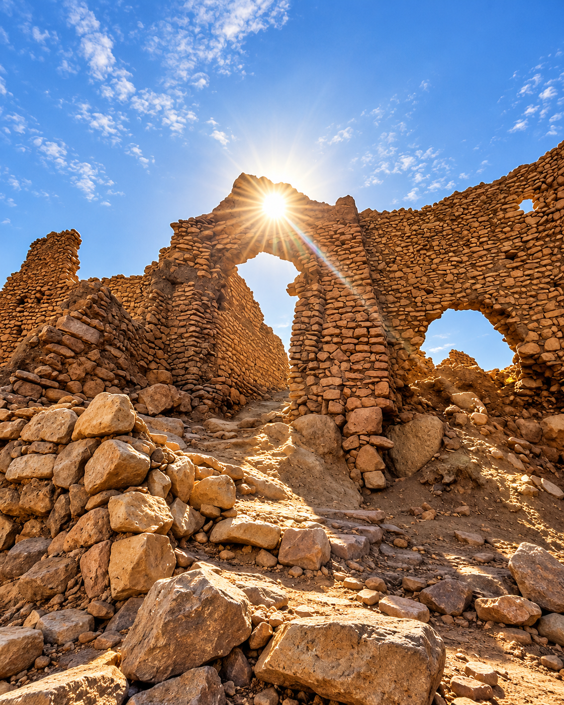 Stone-built oasis ruins near Meski south of Errachidia