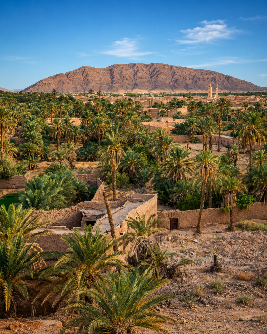Palm-grove edge and mountain landscape around Figuig