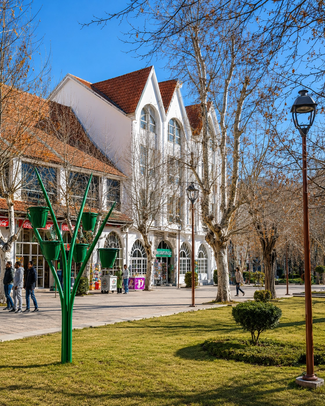 Town-centre avenue and red-roofed architecture in Ifrane