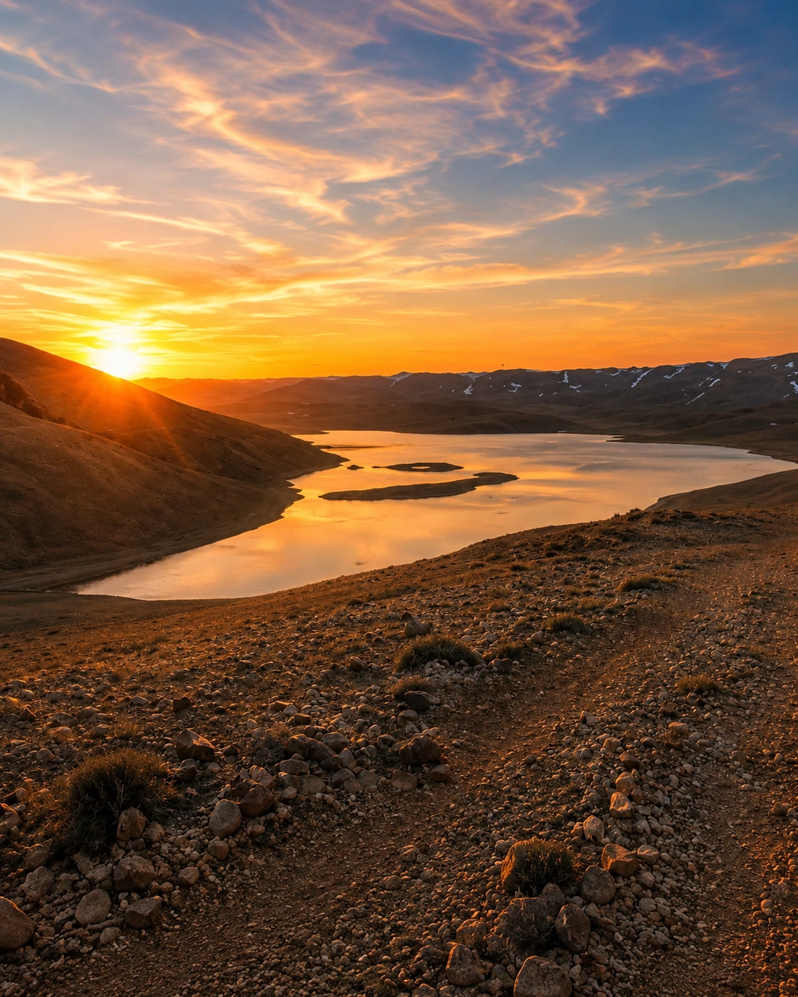 Sunset over a Middle Atlas lake near Ifrane