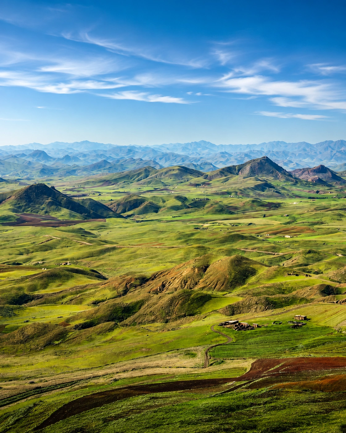 Rolling green Middle Atlas hills near Ifrane