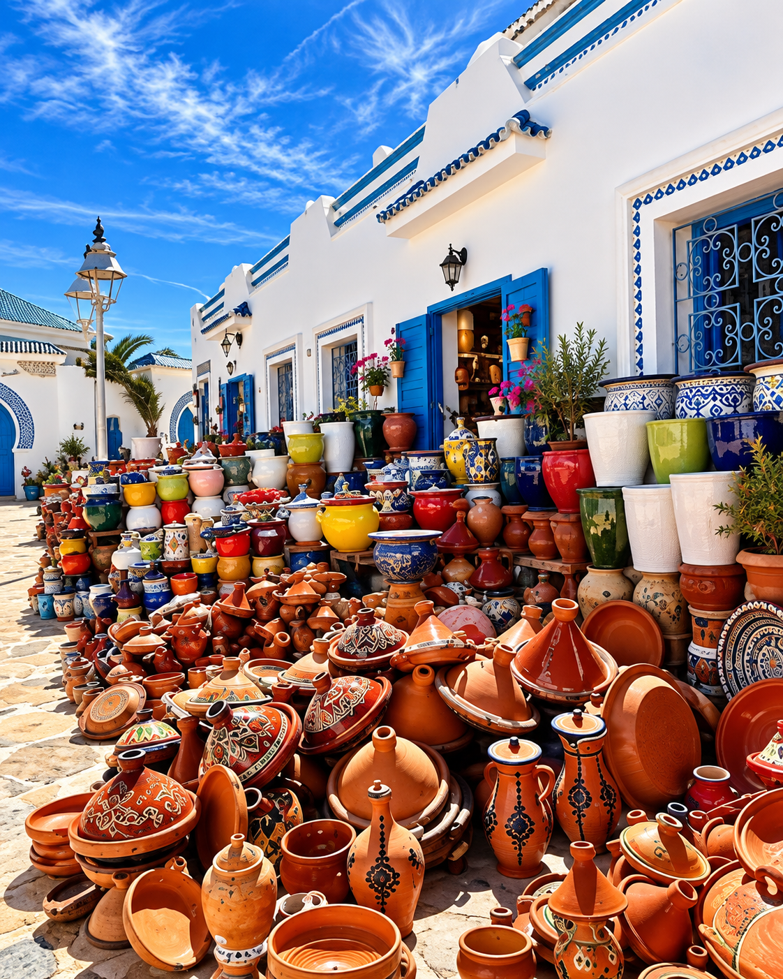 Coastal craft and ceramics display near M’diq-Rincón